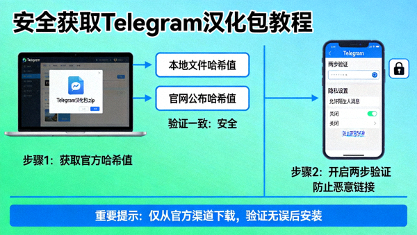 安全获取Telegram汉化包教程配图 - 展示文件验证与安全设置