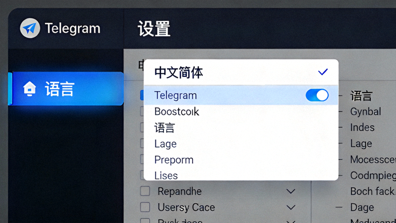 步骤四截图：在Telegram Desktop设置的语言选项中选择中文简体
