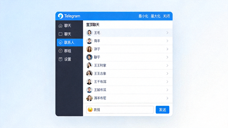 成功应用中文语言包后的Telegram Desktop主界面截图 - 所有菜单和按钮均已汉化