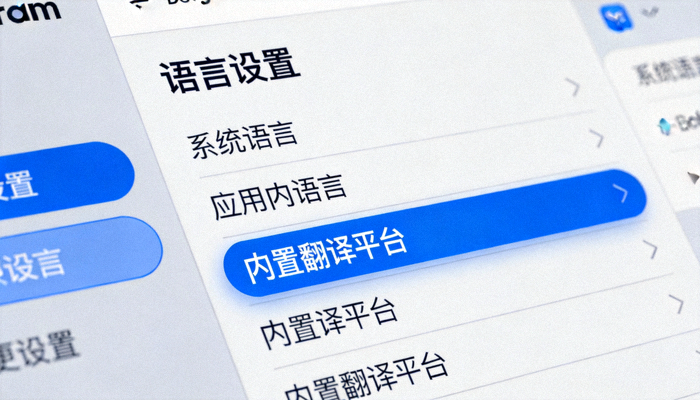 Telegram Desktop语言设置菜单截图 - 显示内置翻译平台入口