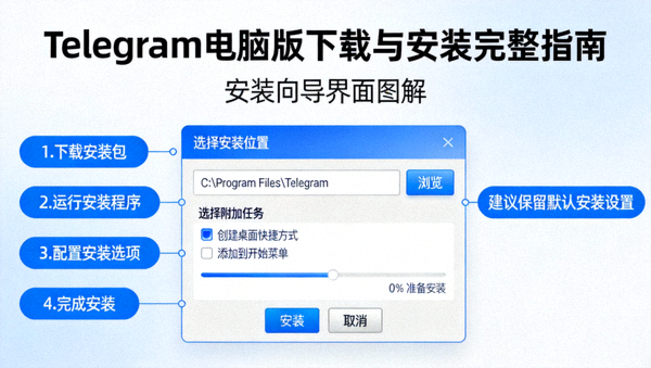 Telegram电脑版下载与安装完整指南配图 - 显示安装向导界面