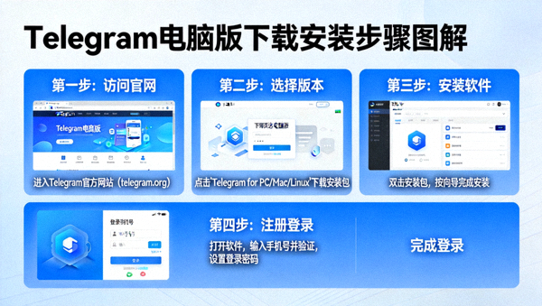 Telegram电脑版下载安装步骤详细图解 - 从官网到完成登录