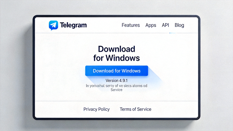 Telegram官方网站Windows下载页面截图 - 显示Download for Windows按钮