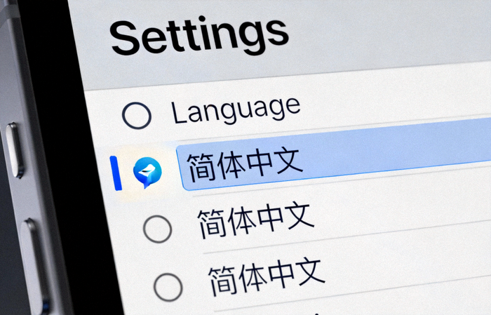 Telegram设置界面中选择简体中文语言选项的截图